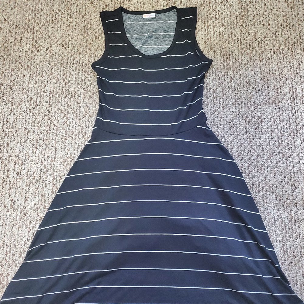 Lularoe black and white striped nicki dress